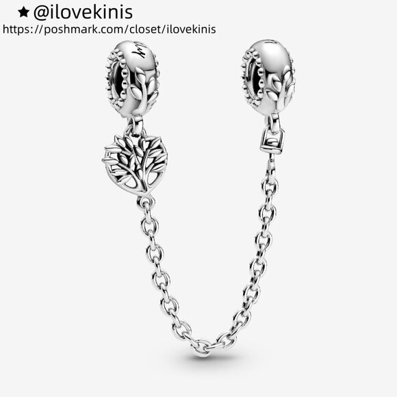 Pandora Heart Family Tree Safety Chain Charm - Picture 1 of 4
